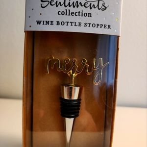 Sentiments Collection Christmas Holiday "Merry" Wine Bottle Stopper Silver/Gold